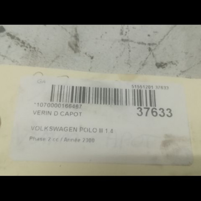Verin d capot occasion VOLKSWAGEN POLO III Phase 2 11-1999->12-2001 1.4 16v 2