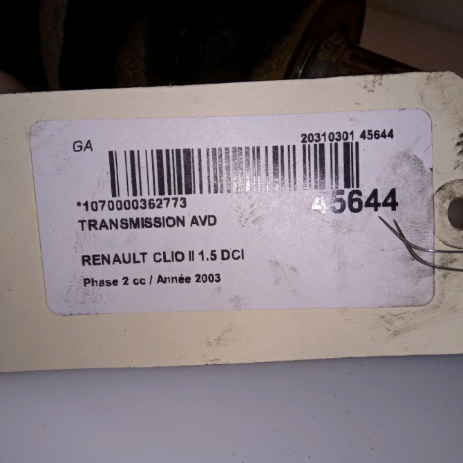 Transmission avant droite occasion RENAULT CLIO II Phase 2 06-2001->07-2006 1.5 DCI 65ch 3