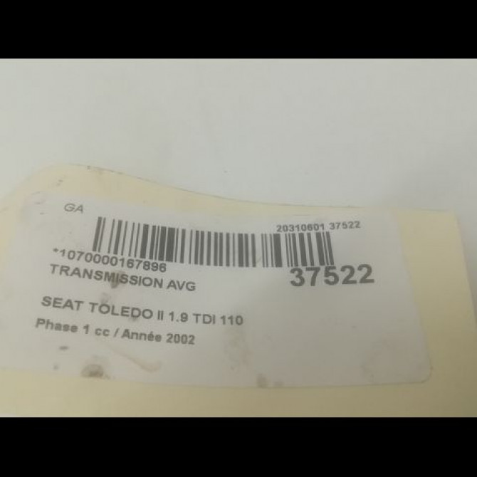 Transmission avant gauche occasion SEAT TOLEDO II Phase 1 04-1998->09-2004 1.9 TDI 110 1J0407271H 4