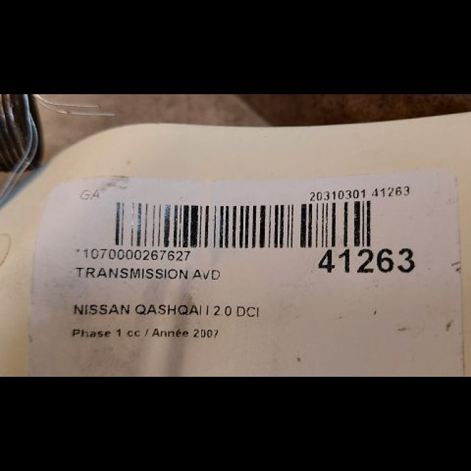 Transmission avant droite occasion NISSAN QASHQAI I Phase 1 01-2007->09-2010 2.0 DCI 150ch 39100JD7AREX 5