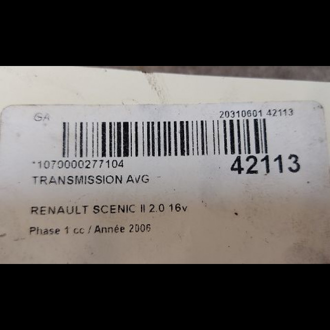 Transmission avant gauche occasion RENAULT SCENIC II Phase 1 03-2004->09-2006 2.0 16v 8200531908 4