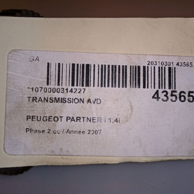 Transmission avant droite occasion PEUGEOT PARTNER I Phase 2 11-2002->05-2008 1.4i 3273FE 3