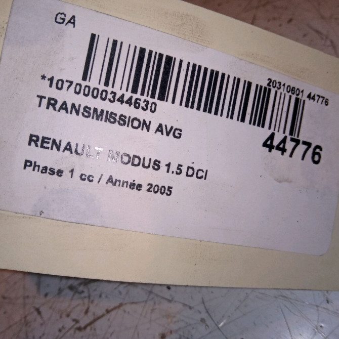 Transmission avant gauche occasion RENAULT MODUS Phase 1 09-2004->12-2007 1.5 DCI 65ch 7711368512 3