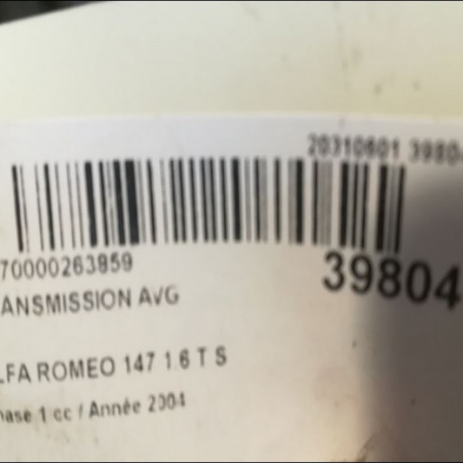 Transmission avant gauche occasion ALFA ROMEO 147 Phase 1 09-2000->09-2004 1.6 T S 120ch 46307651 4