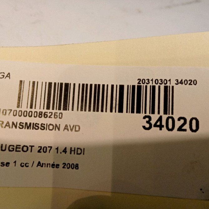 Transmission avant droite occasion PEUGEOT 207 Phase 1 04-2006->06-2013 1.4 HDI 3273PZ 4