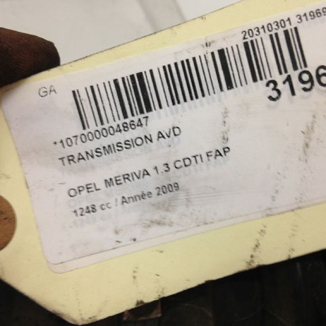Transmission avant droite occasion OPEL MERIVA I Phase 2 01-2006->09-2010 1.3 CDTI 75ch 93299250 5