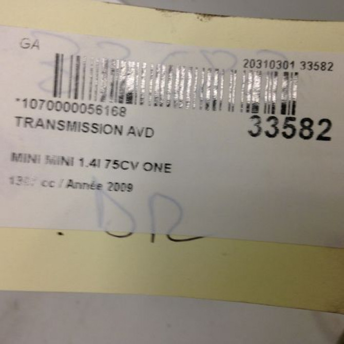 Transmission avant droite occasion MINI MINI II Phase 1 09-2006->12-2010 1.4i 75ch 31608605474 5