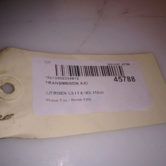 Transmission avant droite occasion CITROEN C5 I Phase 2 09-2004->06-2008 1.6 HDi 110ch 32738G 6