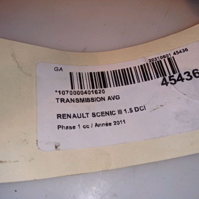 Transmission avant gauche occasion RENAULT SCENIC III Phase 1 04-2009->11-2011 1.5 DCI 105ch 391016204R 5