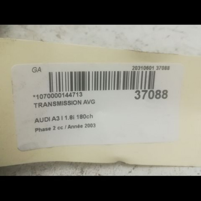 Transmission avant gauche occasion AUDI A3 I Phase 2 10-2000->06-2003 1.8i 180ch 4