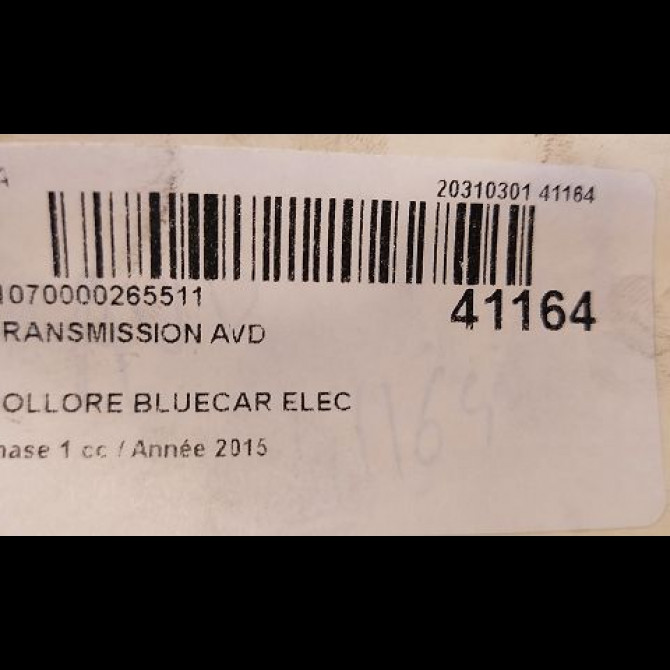 Transmission avant droite occasion BOLLORE BLUECAR Phase 1 01-2011->... ELEC 4