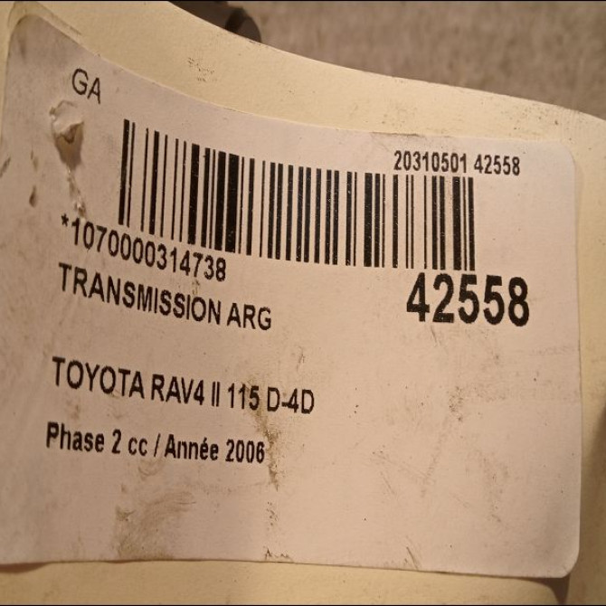 Transmission arrière gauche occasion TOYOTA RAV4 II Phase 2 10-2003->12-2005 115 D-4D 4237019205 4