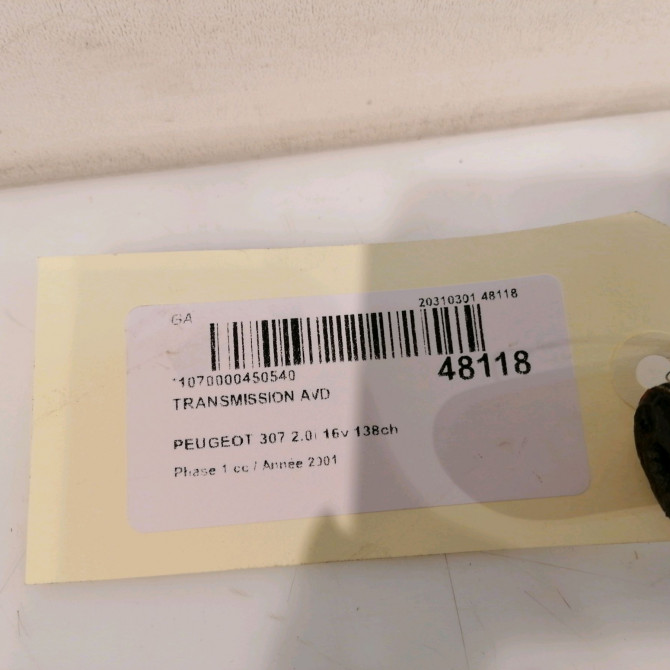Transmission avant droite occasion PEUGEOT 307 Phase 1 04-2001->06-2005 2.0i 16v 138ch 3273LQ 5