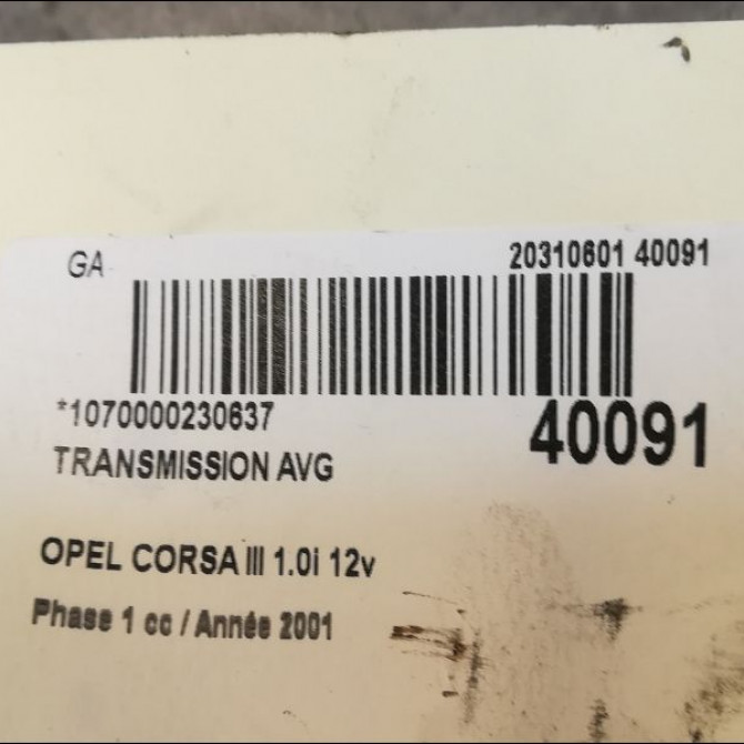 Transmission avant gauche occasion OPEL CORSA III Phase 1 10-2000->08-2003 1.0i 12v 93169647 4