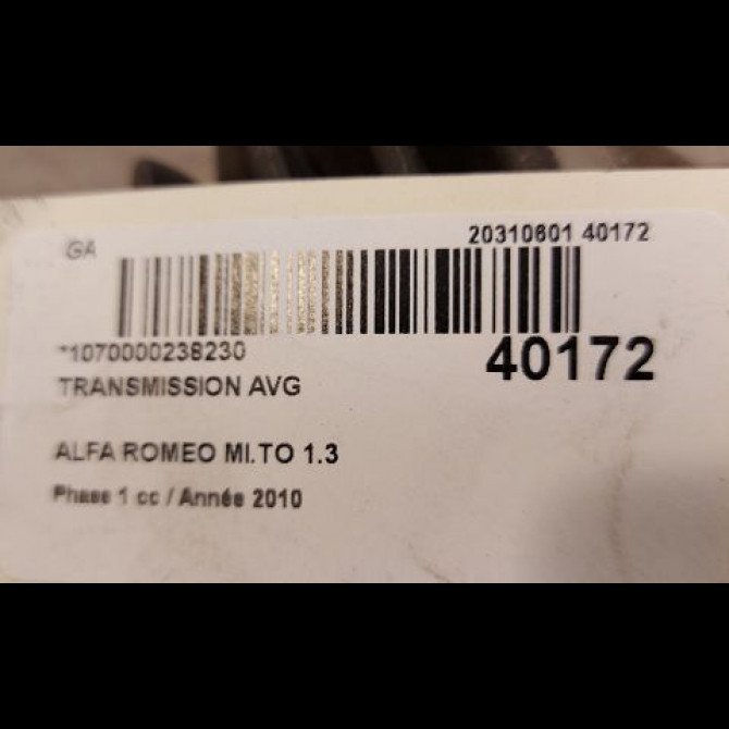 Transmission avant gauche occasion ALFA ROMEO MI.TO MI.TO Phase 1 2008-09-01->2016-12-31 1.3 JTDM 95ch 51827230 4