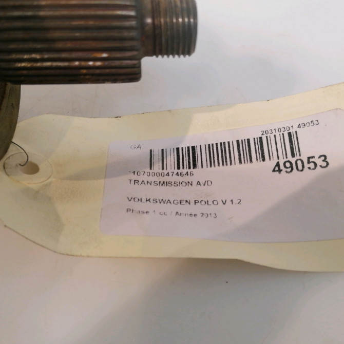 Transmission avant droite occasion VOLKSWAGEN POLO V POLO V Phase 1 2009-09-01->2014-05-31 1.2 60ch 6R0407762 5
