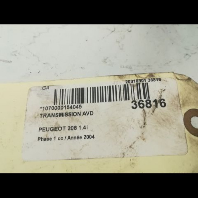 Transmission avant droite occasion PEUGEOT 206 Phase 1 09-1998->03-2009 1.4i 32739P 5