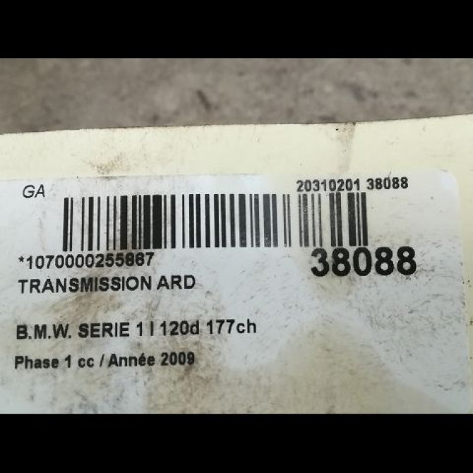 Transmission arrière droite occasion B.M.W. SERIE 1 I Phase 1 01-2007->07-2011 120d 177ch 33217547076 4