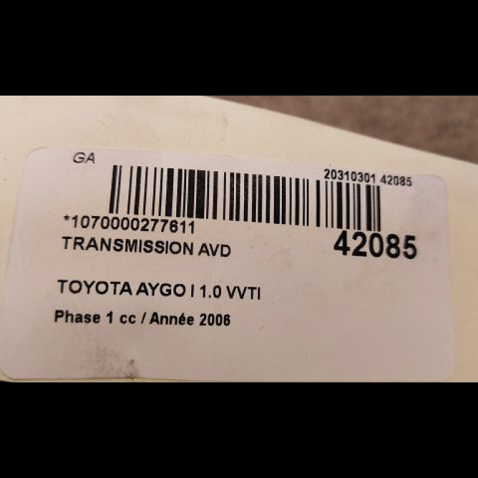 Transmission avant droite occasion TOYOTA AYGO I Phase 1 06-2005->11-2009 1.0 VVTI 434100H010 4