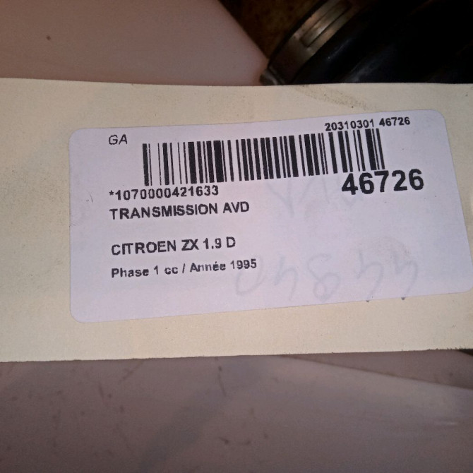 Transmission avant droite occasion CITROEN ZX Phase 1 05-1992->06-1994 1.9 D 96171857 5