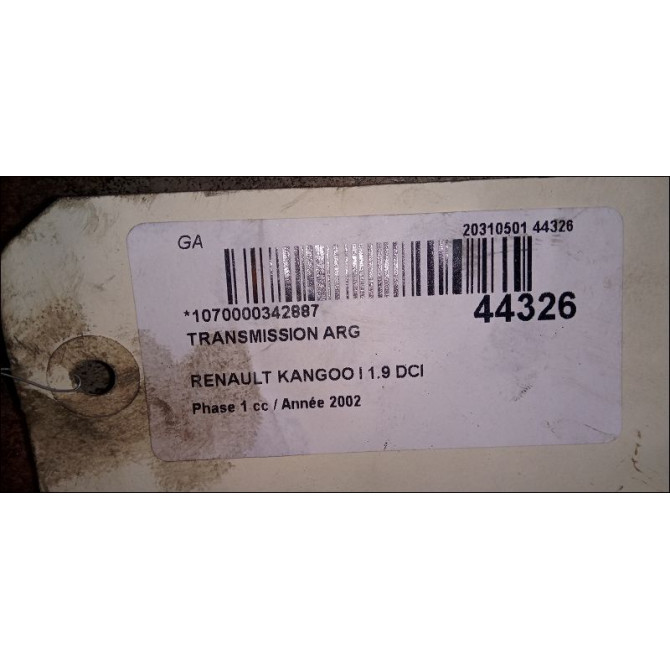 Transmission arrière gauche occasion RENAULT KANGOO I Phase 1 09-1997->06-2003 1.9 DCI 8v 80ch 8200174903 2