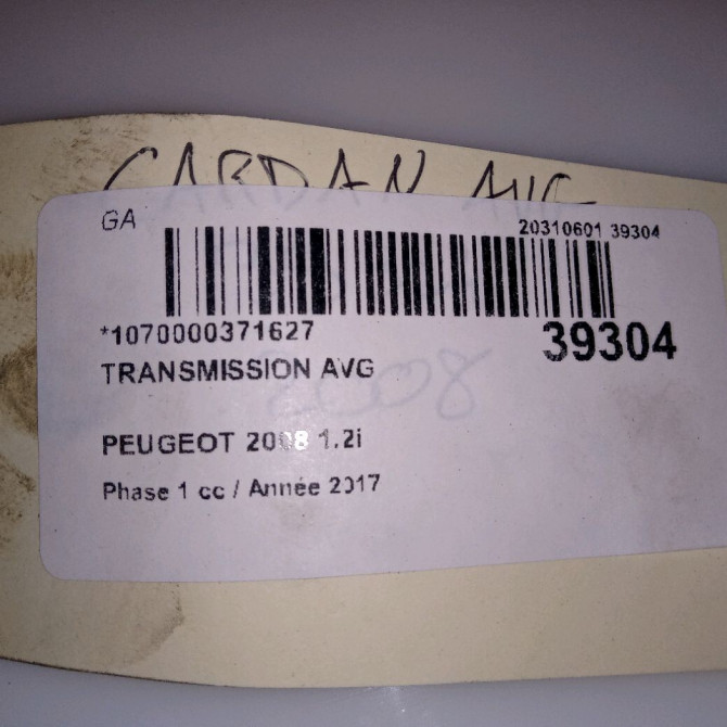 Transmission avant gauche occasion PEUGEOT 2008 Phase 1 01-2013->... 1.2i PURETECH 110ch 9800387380 3