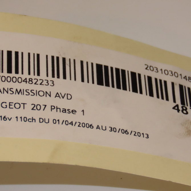 Transmission avant droite occasion PEUGEOT 207 Phase 1 04-2006->06-2013 1.6i 16v 110ch 3273KL 3