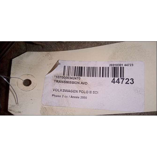Transmission avant droite occasion VOLKSWAGEN POLO III Phase 2 11-1999->12-2001 SDI JZW407450KX 3