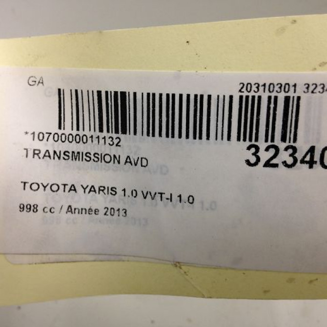 Transmission avant droite occasion TOYOTA YARIS III YARIS III Phase 1 2011-03-01->2015-04-30 434100D341 5