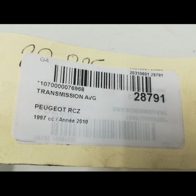Transmission avant gauche occasion PEUGEOT RCZ Phase 1 01-2010->12-2012 3272WX 4