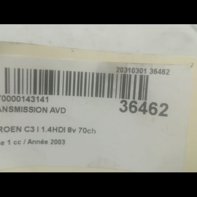 Transmission avant droite occasion CITROEN C3 I Phase 1 04-2002->10-2005 1.4HDI 8v 70ch 3273EV 4