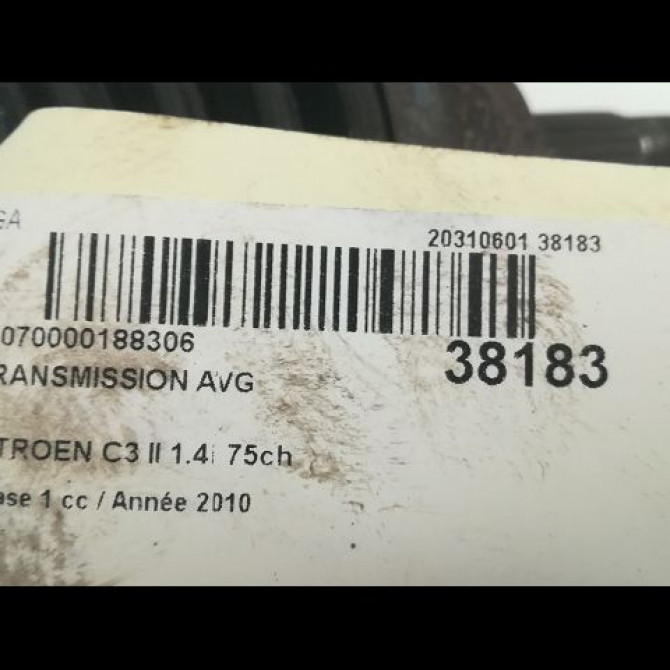 Transmission avant gauche occasion CITROEN C3 II Phase 1 11-2009->02-2013 1.4i 75ch 9801384780 4