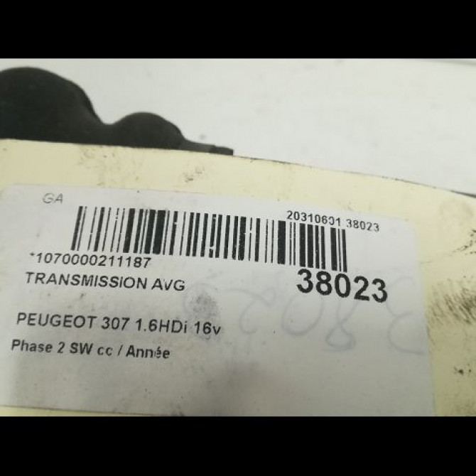 Transmission avant gauche occasion PEUGEOT 307 Phase 2 SW 06-2005->07-2008 1.6HDi 16v FAP 110ch 4