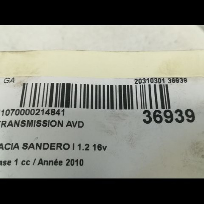 Transmission avant droite occasion DACIA SANDERO I Phase 1 06-2008->10-2012 1.2 16v 75ch 8201045819 4