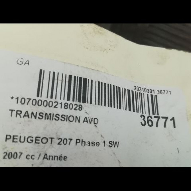 Transmission avant droite occasion PEUGEOT 207 Phase 1 SW 07-2007->03-2013 3273KP 4