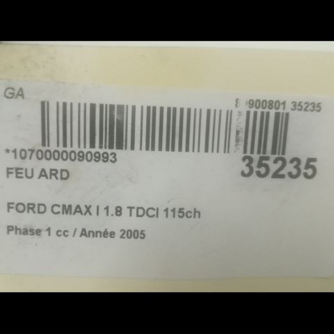Feu arrière droit occasion FORD CMAX I Phase 1 09-2003->03-2007 1.8 TDCI 115ch 1347454 3