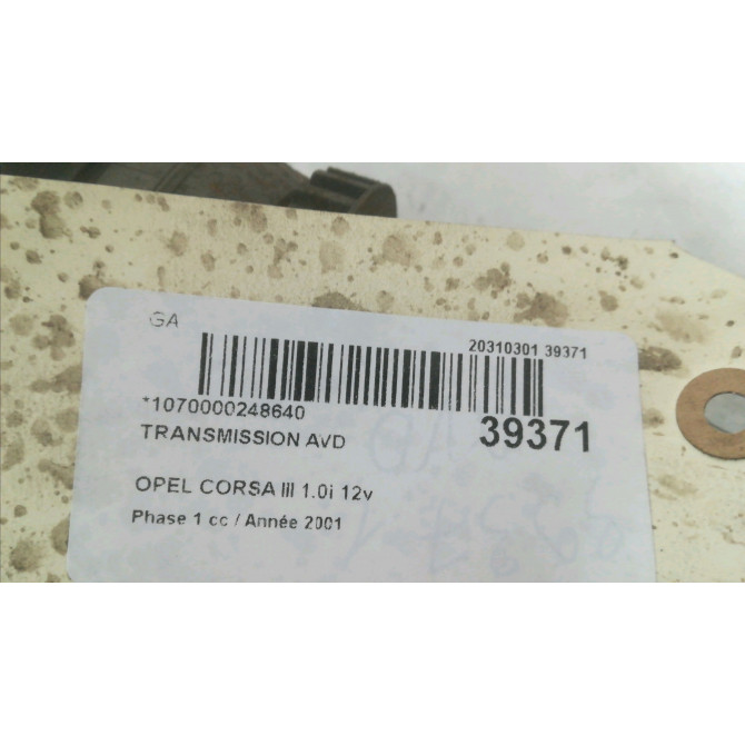 Transmission avant droite occasion OPEL CORSA III Phase 1 10-2000->08-2003 1.0i 12v 4