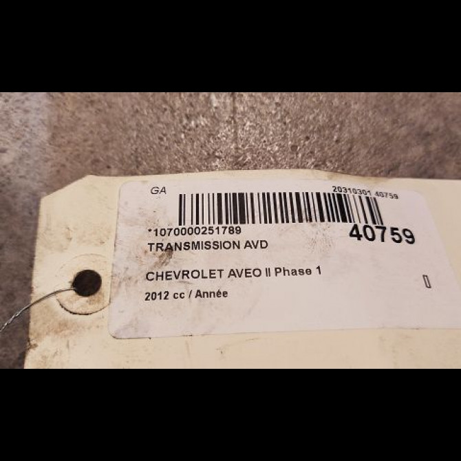 Transmission avant droite occasion CHEVROLET AVEO II AVEO II Phase 1 2011-06-01->2015-06-30 95015622 4