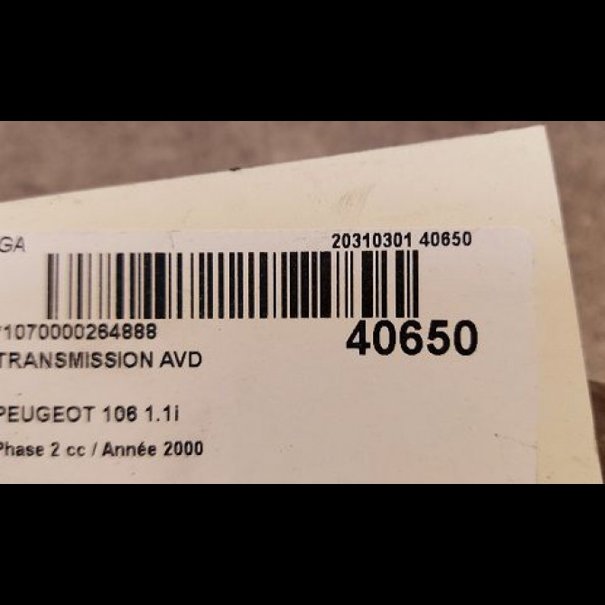 Transmission avant droite occasion PEUGEOT 106 Phase 2 04-1996->09-2003 1.1i 4