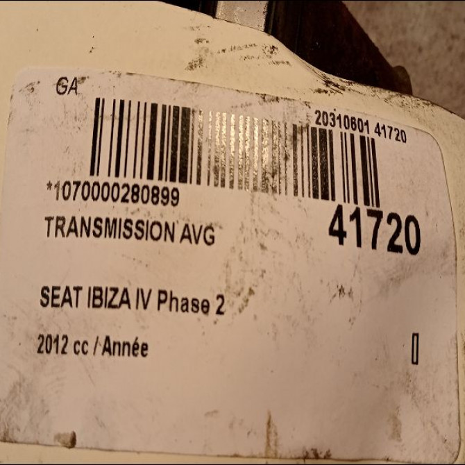 Transmission avant gauche occasion SEAT IBIZA IV IBIZA IV Phase 2 2012-02-01->2016-03-31 6R0407761 4