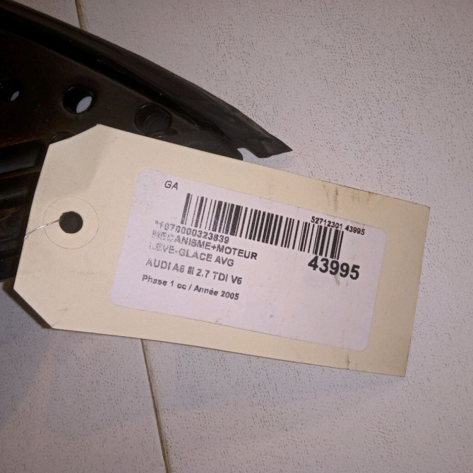 Mecanisme+moteur leve-glace avg occasion AUDI A6 III Phase 1 05-2004->10-2008 2.7 TDi V6 4F0837461A 5