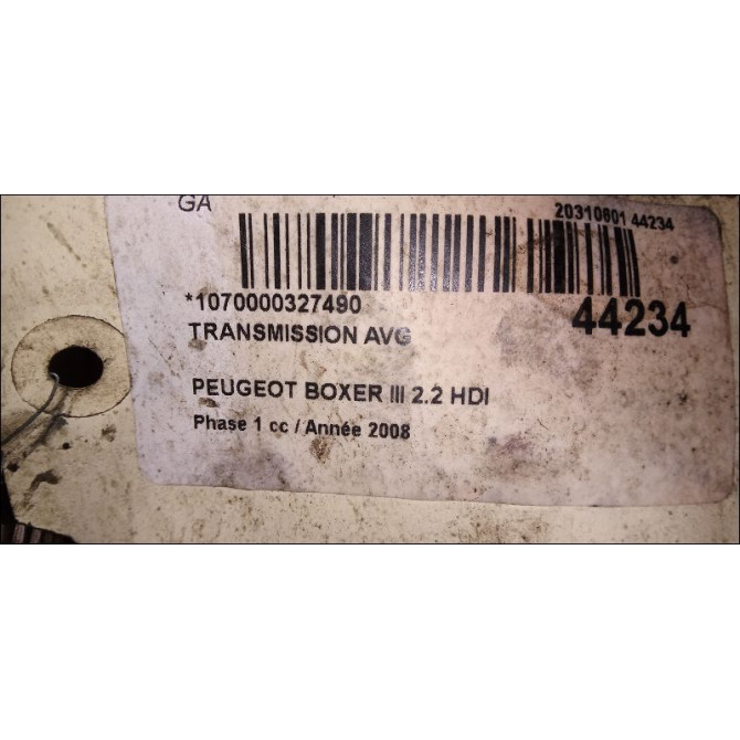 Transmission avant gauche occasion PEUGEOT BOXER III Phase 1 06-2006->... 2.2 HDI 100ch 3272PA 2