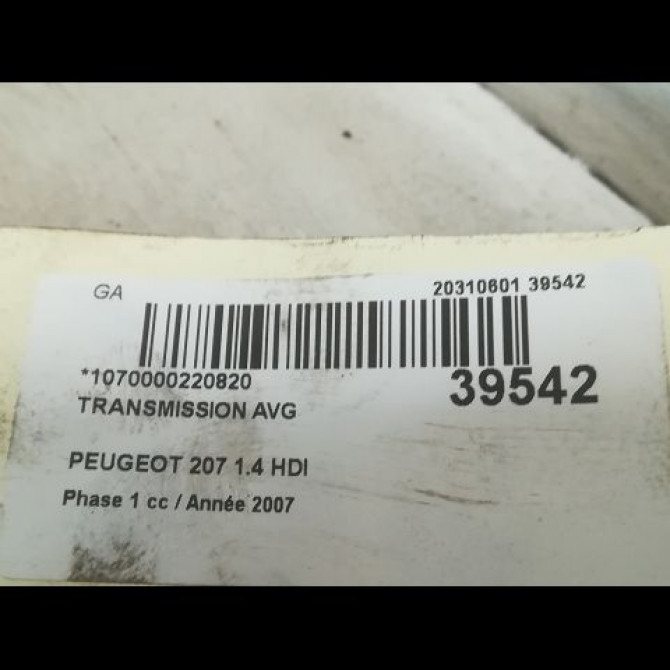 Transmission avant gauche occasion PEUGEOT 207 Phase 1 04-2006->06-2013 1.4 HDI 3272LA 4