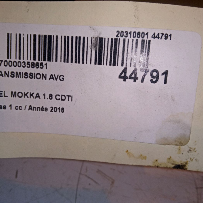 Transmission avant gauche occasion OPEL MOKKA Phase 1 10-2012->... 1.6 CDTI 136ch 95520647 3