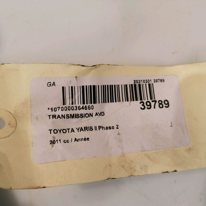 Transmission avant droite occasion TOYOTA YARIS II Phase 2 01-2009->05-2011 434100D390 5