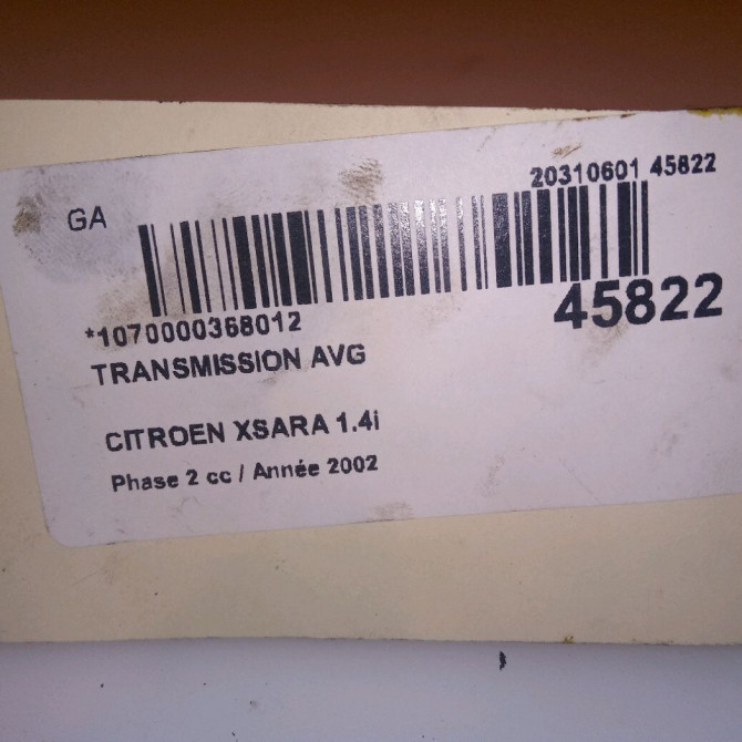Transmission avant gauche occasion CITROEN XSARA Phase 2 09-2000->12-2005 1.4i 32721F 3