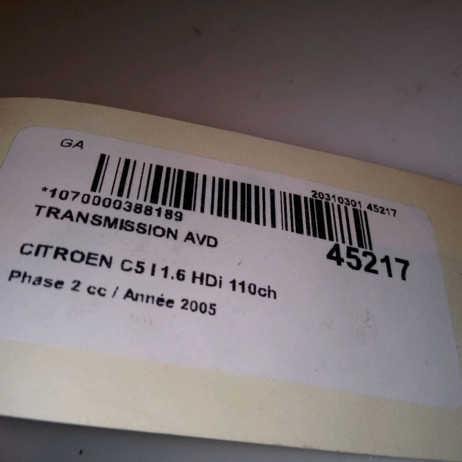 Transmission avant droite occasion CITROEN C5 I Phase 2 09-2004->06-2008 1.6 HDi 110ch 32738G 5