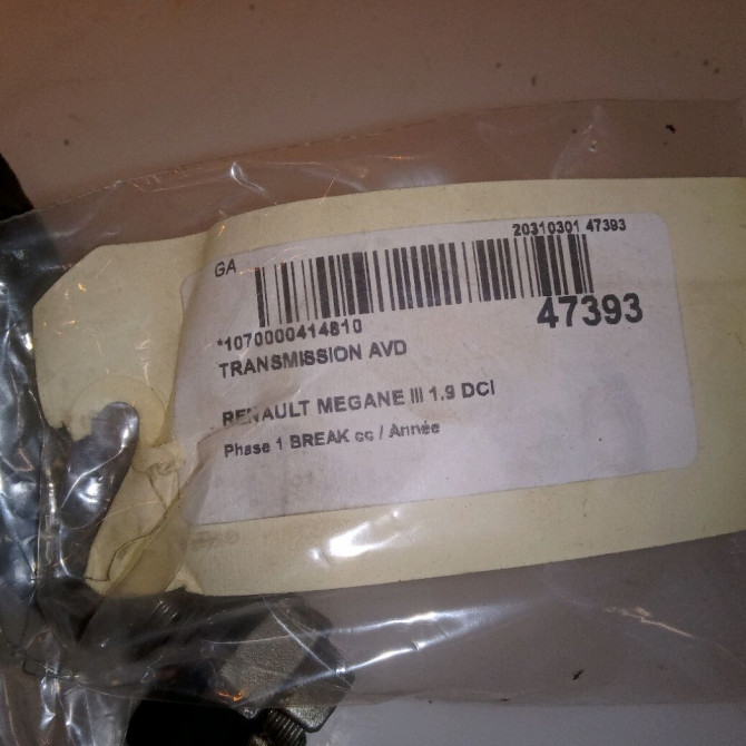 Transmission avant droite occasion RENAULT MEGANE III Phase 1 04-1995->04-1999 1.9 DCI 130ch 391001339R 5