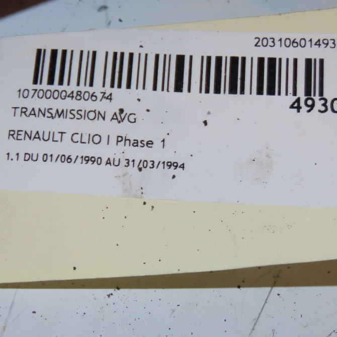 Transmission avant gauche occasion RENAULT CLIO I Phase 1 06-1990->03-1994 1.1 7701352223 3