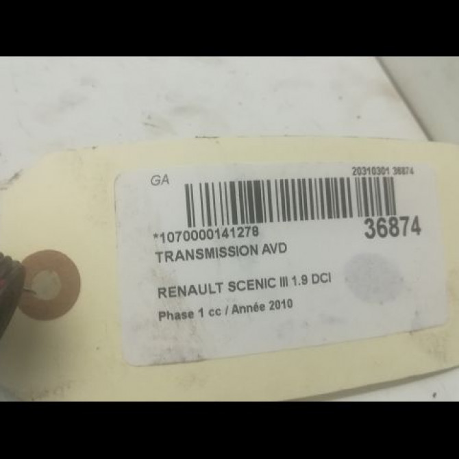 Transmission avant droite occasion RENAULT SCENIC III Phase 1 04-2009->11-2011 1.9 DCI 130ch 391001702R 5